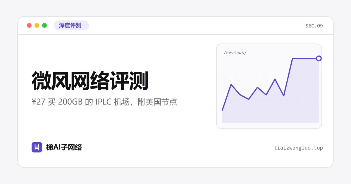 微风网络评测：¥27 买 200GB 的 IPLC 机场，附英国节点