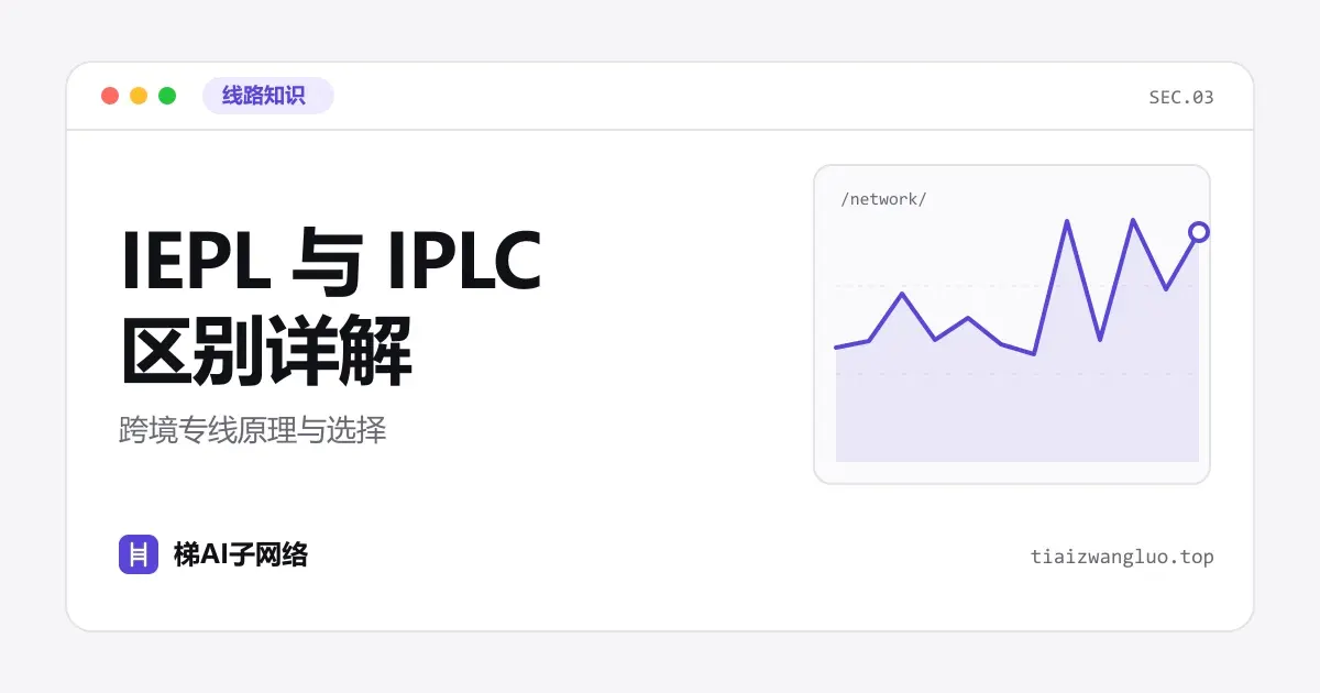 IEPL 与 IPLC 专线对比示意图：国内入口经跨境专线连接香港落地节点，绕开公网国际出口